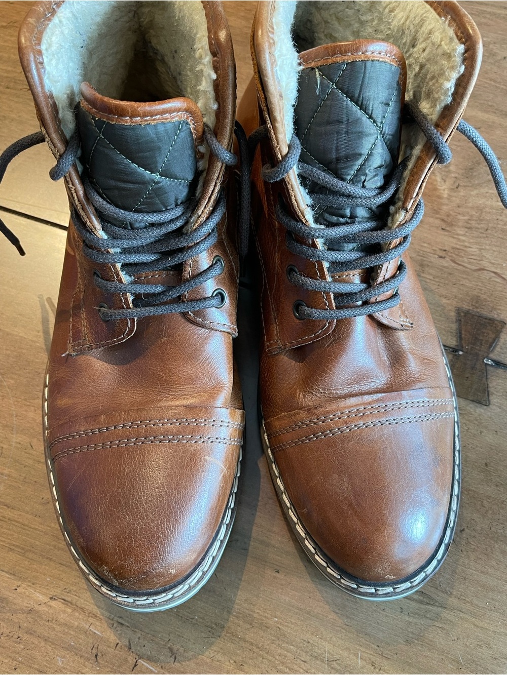 Franco Fortini Brown Leather Lace-Up Fur-Lined Ankle Boots